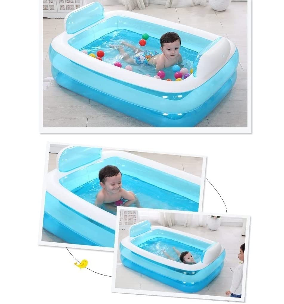 Planschbecken Planschbecken Aufblasbares Schwimmbecken Mit Kissen Sommerwasserspaß Badewanne Über Dem Boden Garten(Blue)