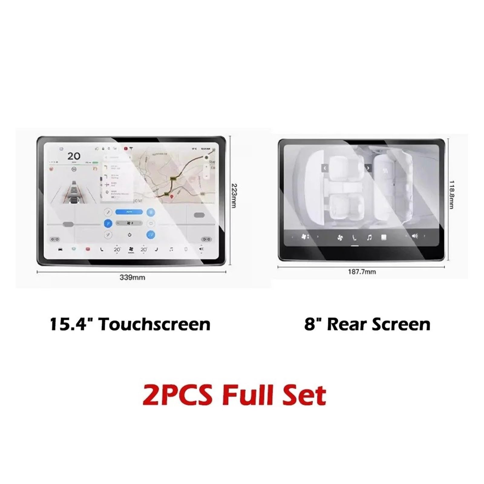 Protector De Pantalla Vidrio Templado Para Tesla Para Model Para Y 2025 Juniper Highland, Táctil 15.4" Trasera 8" Protector pantalla cristal templado