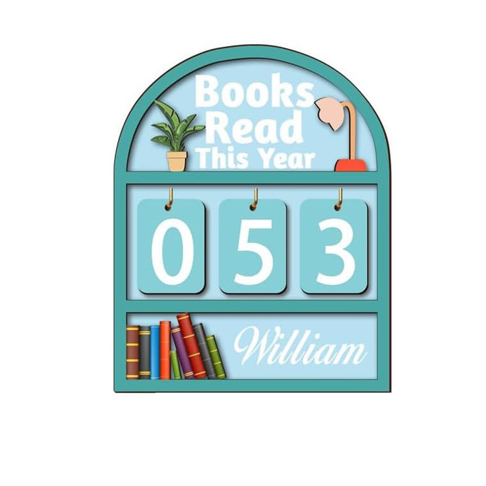 Wooden Book Read Counter - Reading Challenge Tracker For Book Lovers(Blue)