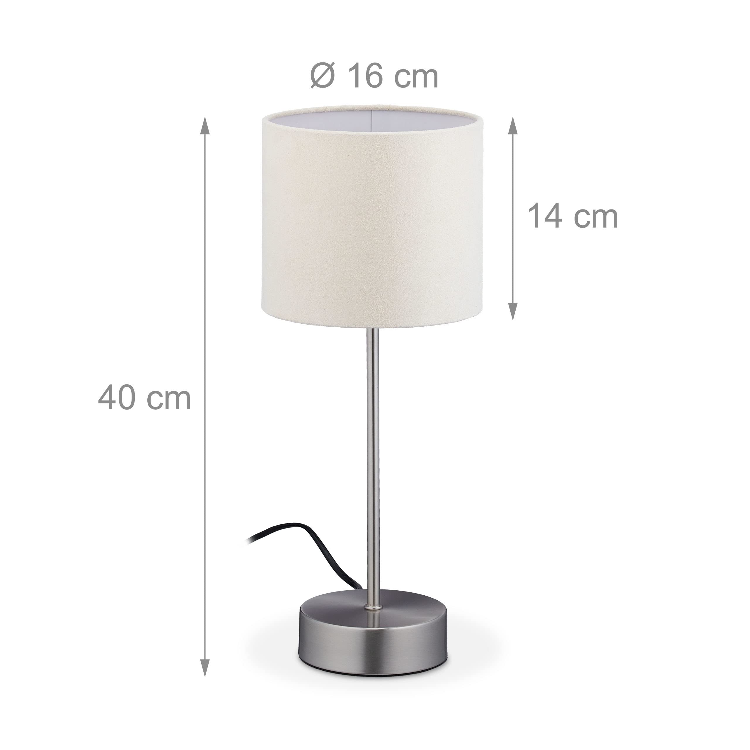 Relaxdays nachtlampje volwassenen, touch dimbaar, 3 niveaus, E14, HxD: 48.5 x 28 m, moderne tafellamp, grijs/zilver