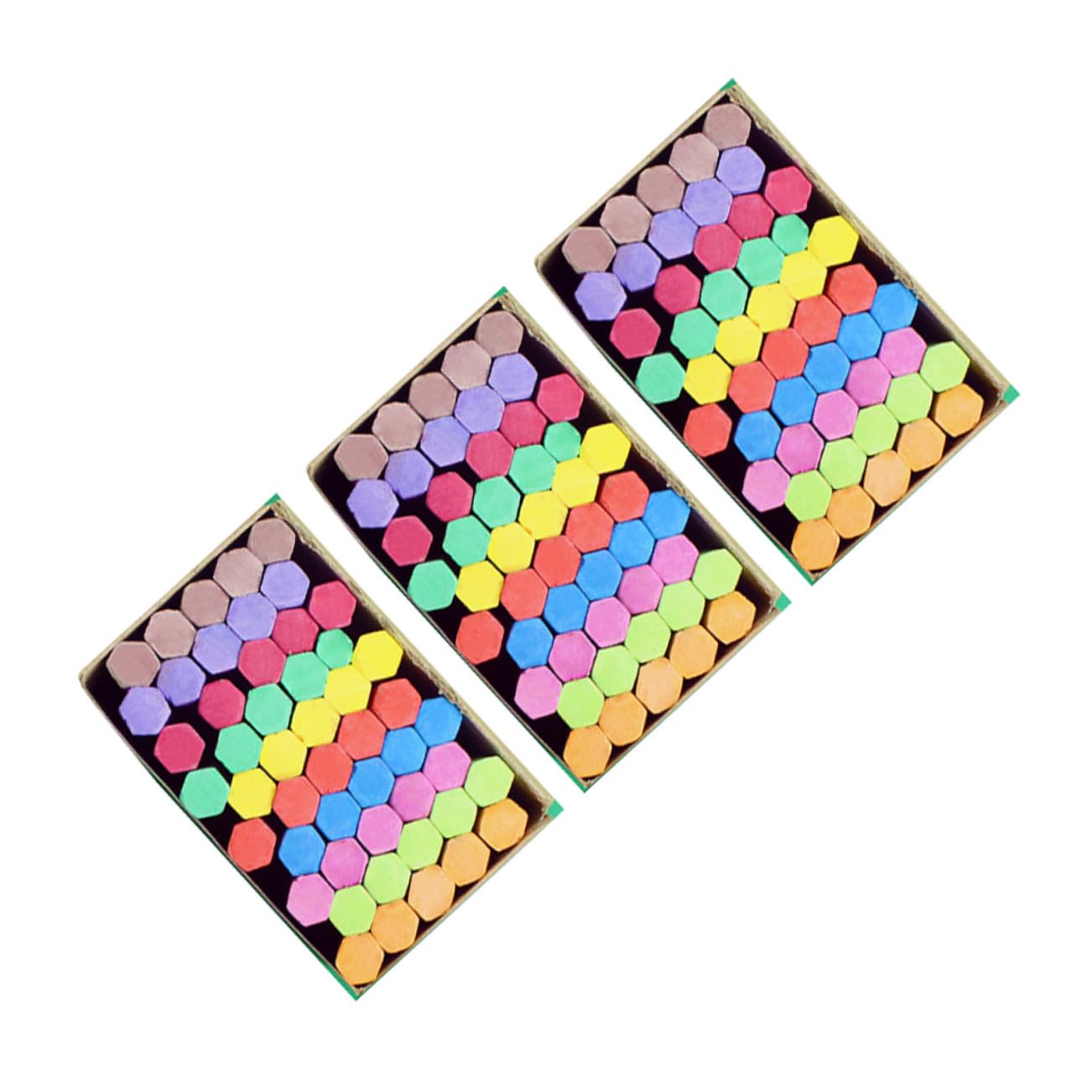 Craie Pédagogique Colorée Hexagonale sans Poussière, 3 Boîtes