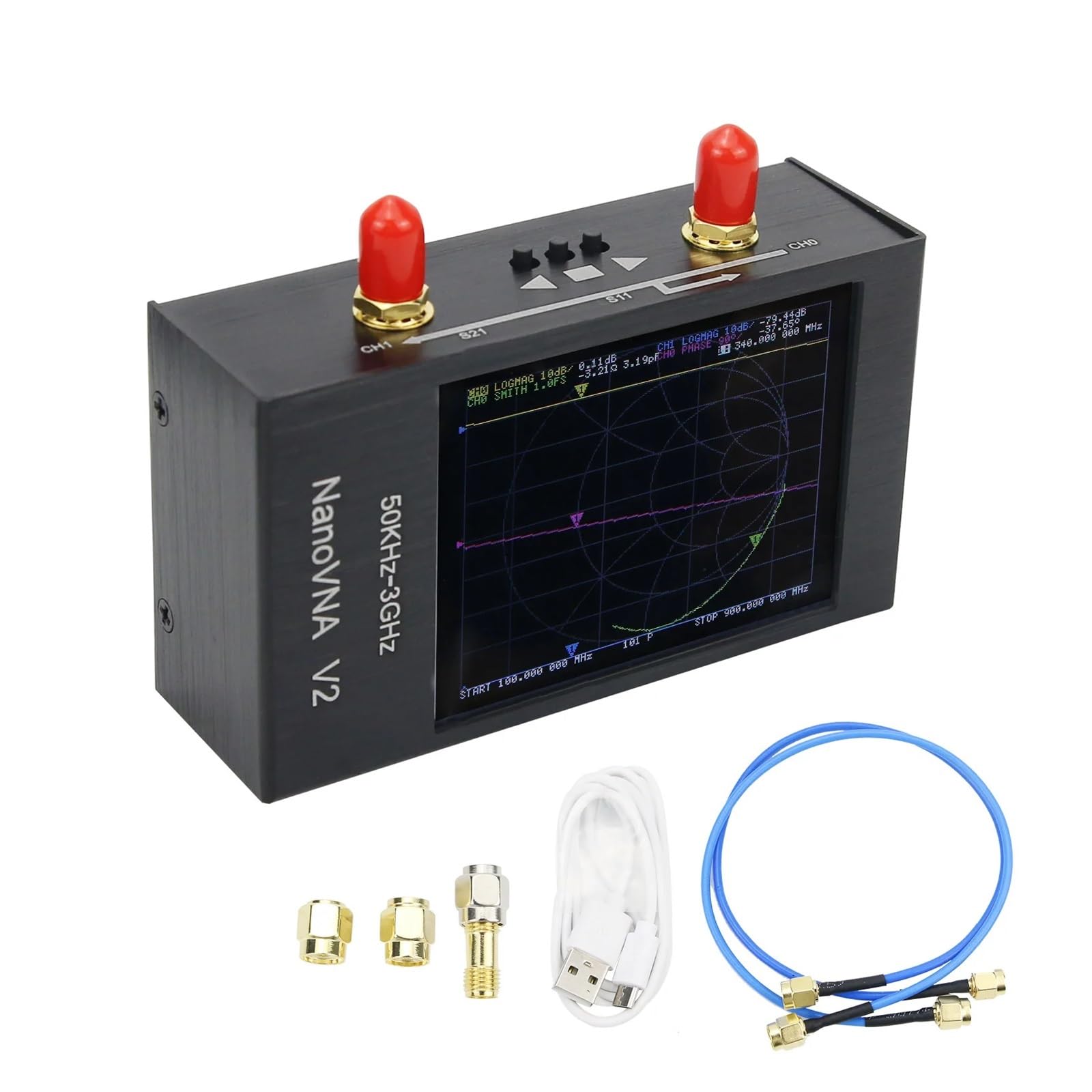 NanoVNA V2 50 kHz-3 GHz Analizator sieci wektorowej Antena Analizator Metalowa Obudowa Do Fal Krótkich HF VHF UHF