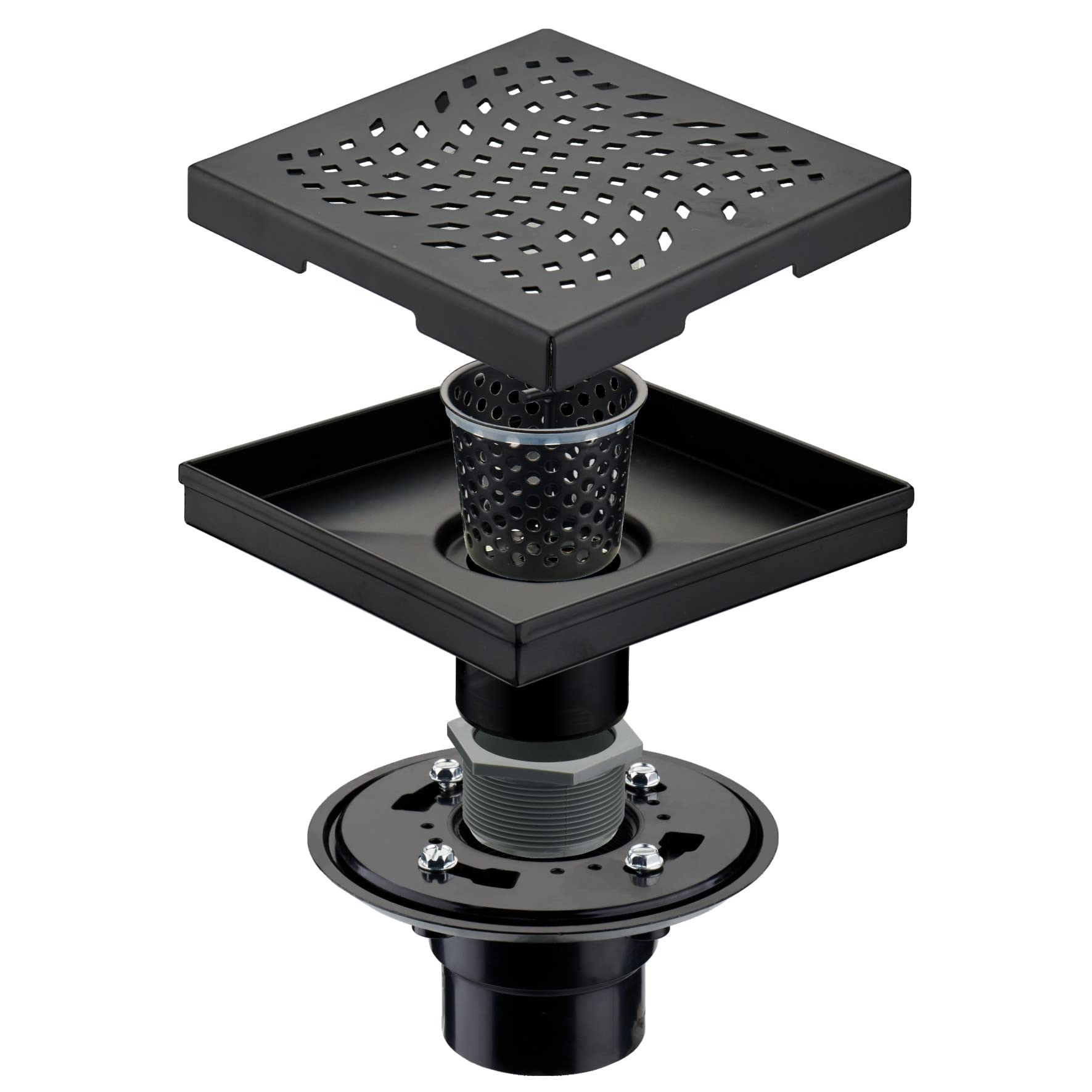 Buy Matte Black Shower Drain with Flange , HIDROP SUS 304 Stainless