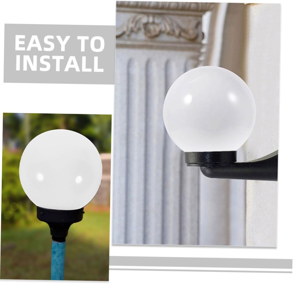 2pcs Spherical Acrylic Replacement Light Covers Outdoor Fixture Globes for Garden and Patio Lighting Elegant Design for Wall and Landscape Lamps