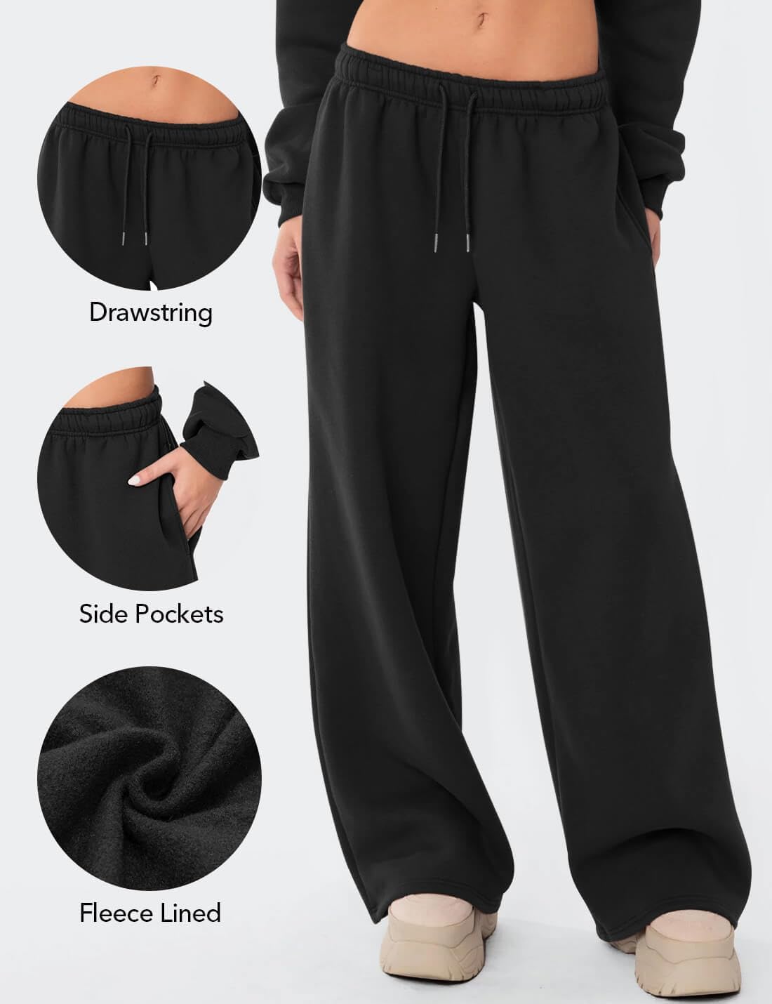 Ugerlov Wide Leg Sweatpants Women 2026 Trendy Fleece Lined Baggy Sweat Pants Athletic Lounge Sweatpant with Pockets - Image 6
