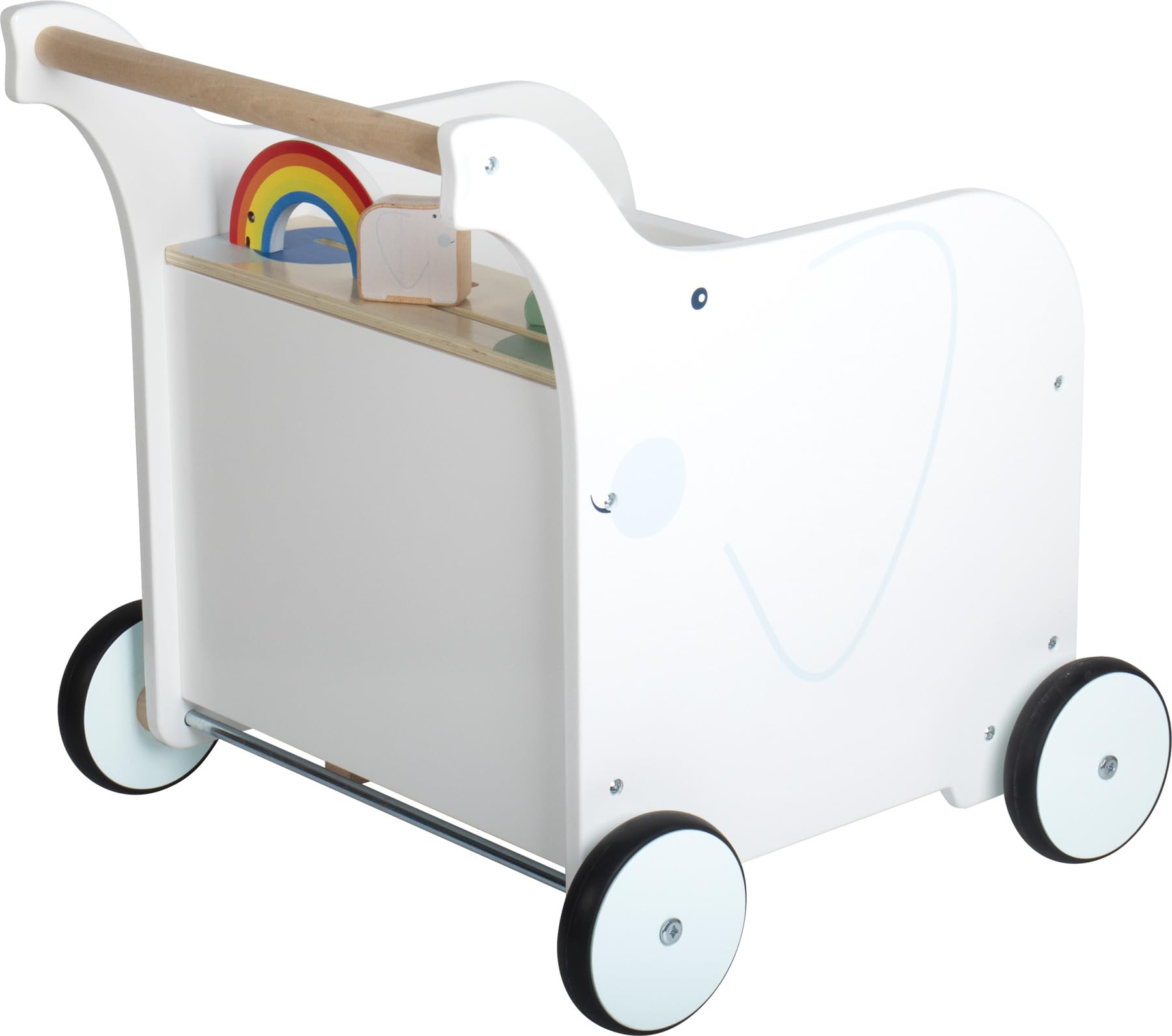 small foot Lauflernwagen Spielzeugbox Elefant aus Holz, mit Bremse und gummierten Rädern, für Kinder ab 1 Jahr, 12535