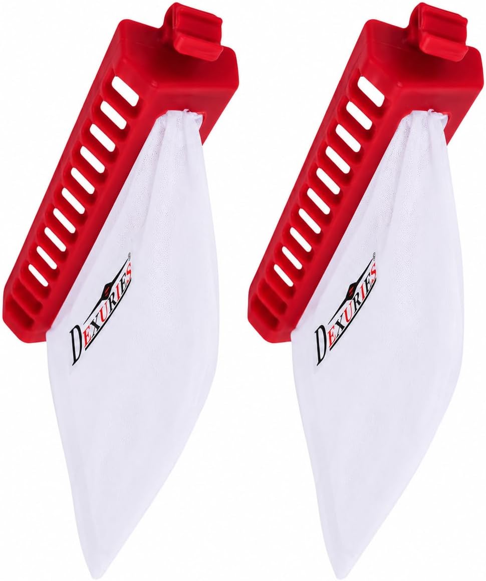 DEXURIES Washing Machine Lint Filter for Whirlpool Semi Automatic | Dust/Waste Collector Filter Net Jali Bag (Match Size 12.2 cm x 3 cm, Red, Set of 2)