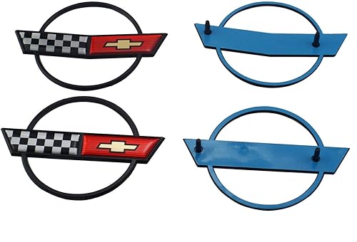 Miniatura 4 de Juego de 2 piezas C4 Corvette con tapa de combustible a gas, emblema de bandera cruzada, nariz delantera y trasera, placa de identificación de