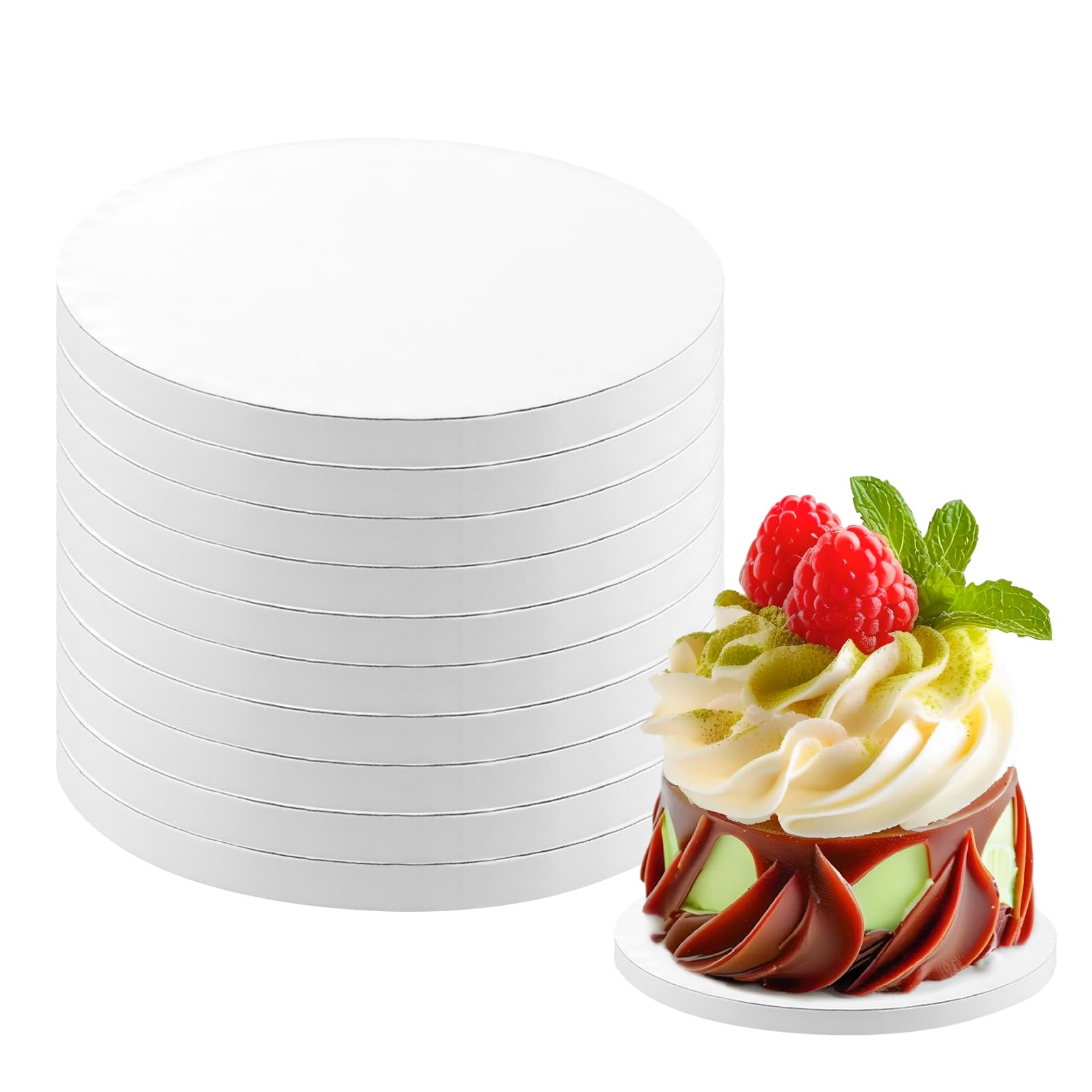 Paquete de 10 tablas redondas para tartas de 6 pulgadas, color blanco, 1/2 pulgada de grosor, base de cartón corrugado para tartas multicapa, suministros resistentes para decoración de pasteles