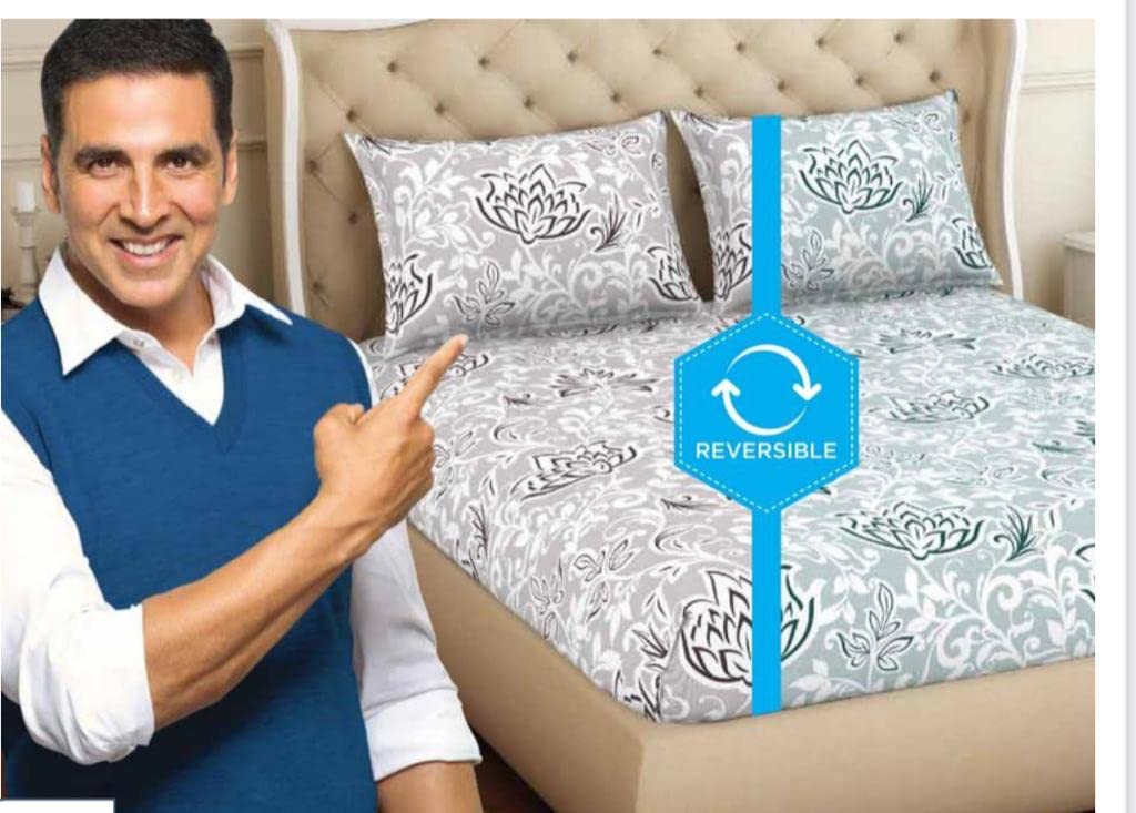 Welspun 2 in 1 Reversible Queen Size Bedsheets 228 CM X 254 CM/ 43 CM X