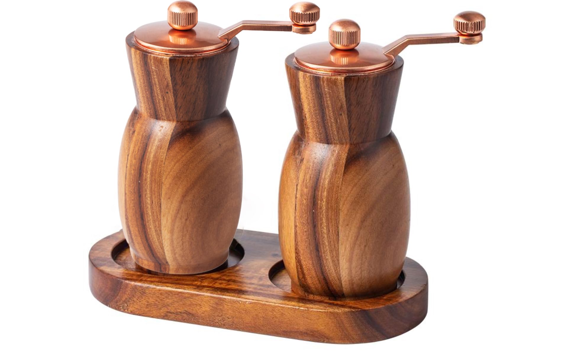 Stelalloy Pepper Grinder and Mill - Salt and Pepper Grinder Set with Holder - Wooden Shakers - Refillable Maual Spice Grinder (4.5