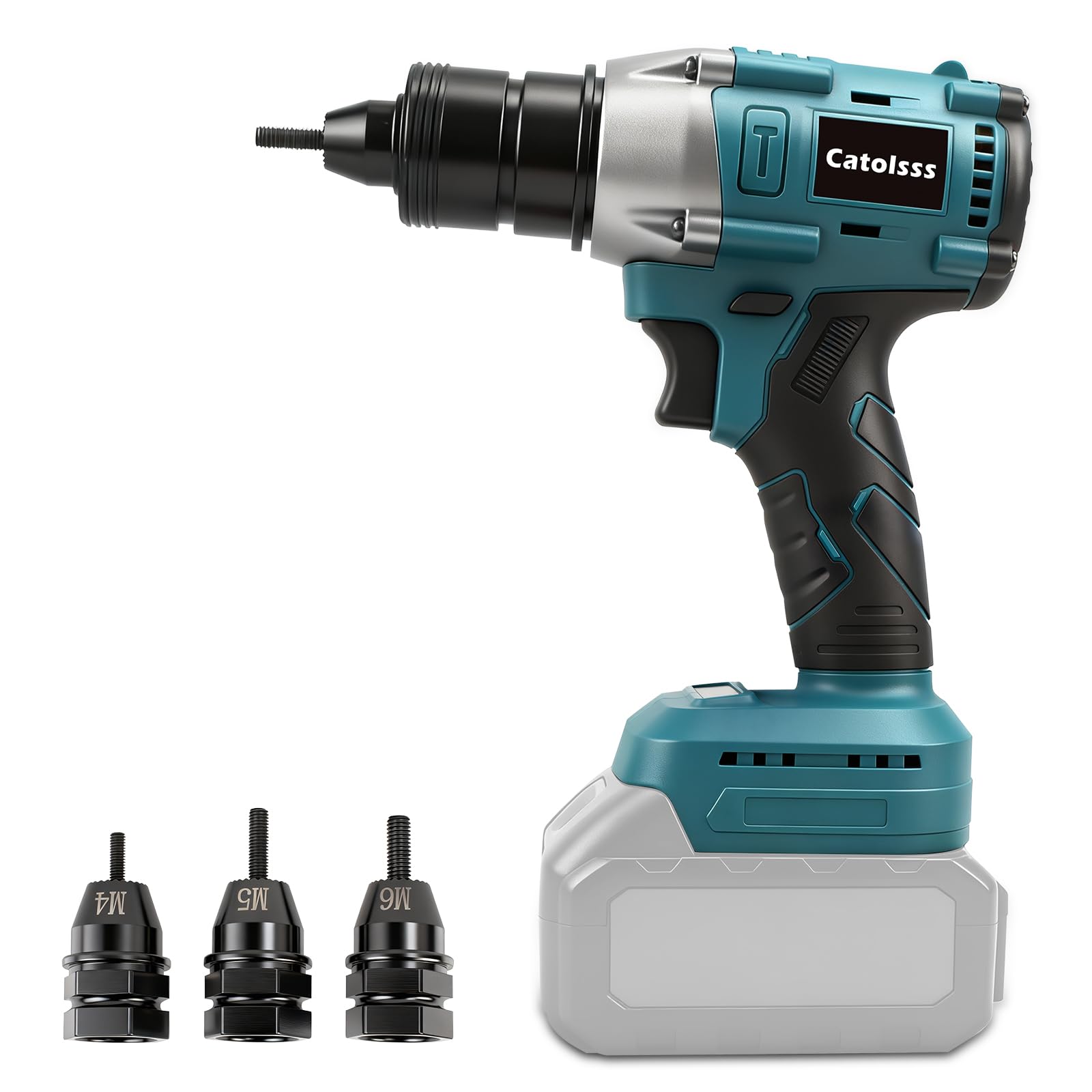Remachadora de batería compatible con Makita 18 V, herramienta de remachado eléctrico sin escobillas con tres modos, para remaches M4/5/6, obras, reparaciones de automóviles y bricolaje (sin batería)