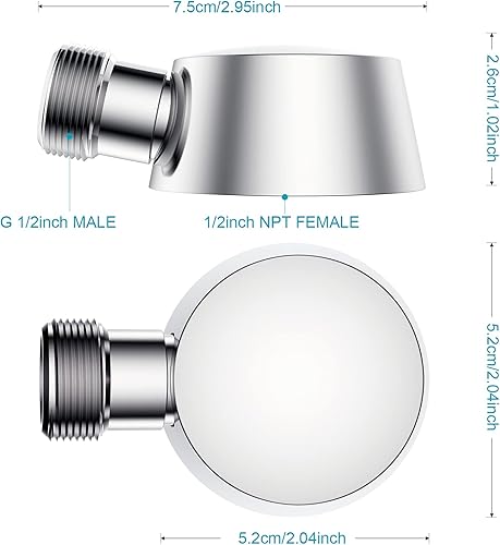 Miniatura 10 de Codo de suministro montado en la pared, codo de pared para ducha de mano, codo de suministro de pared redondo de latón macizo, válvula de retención