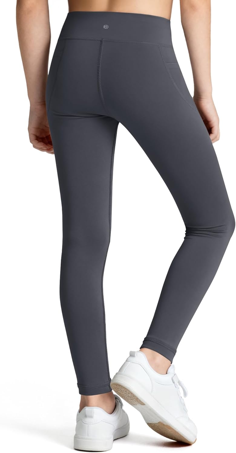 G4Free BareFeel Girls Leggings High Waist Athletic Yoga Pants with Pockets Dance Running Tights 6-12 Years - Image 2