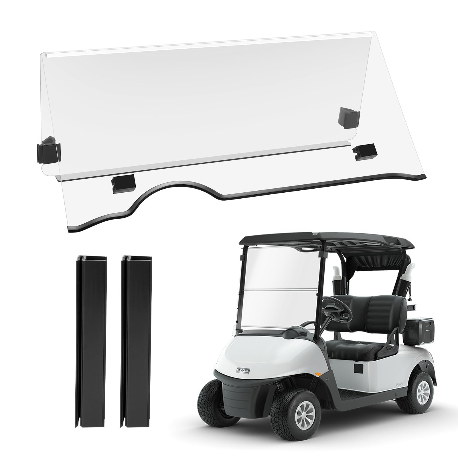 Photo 1 of Golf Cart Windshield for EZGO RXV 2008-UP Front Folding Style Impact Resistant and Shatterproof Golf Cart Part