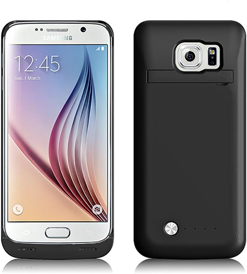 SAVFY Galaxy S6 Backup Battery Case - 4200mAh External Backup Power Battery Charger Case Cover with Kickstand for Samsung Galaxy S6 G9200 (Black)