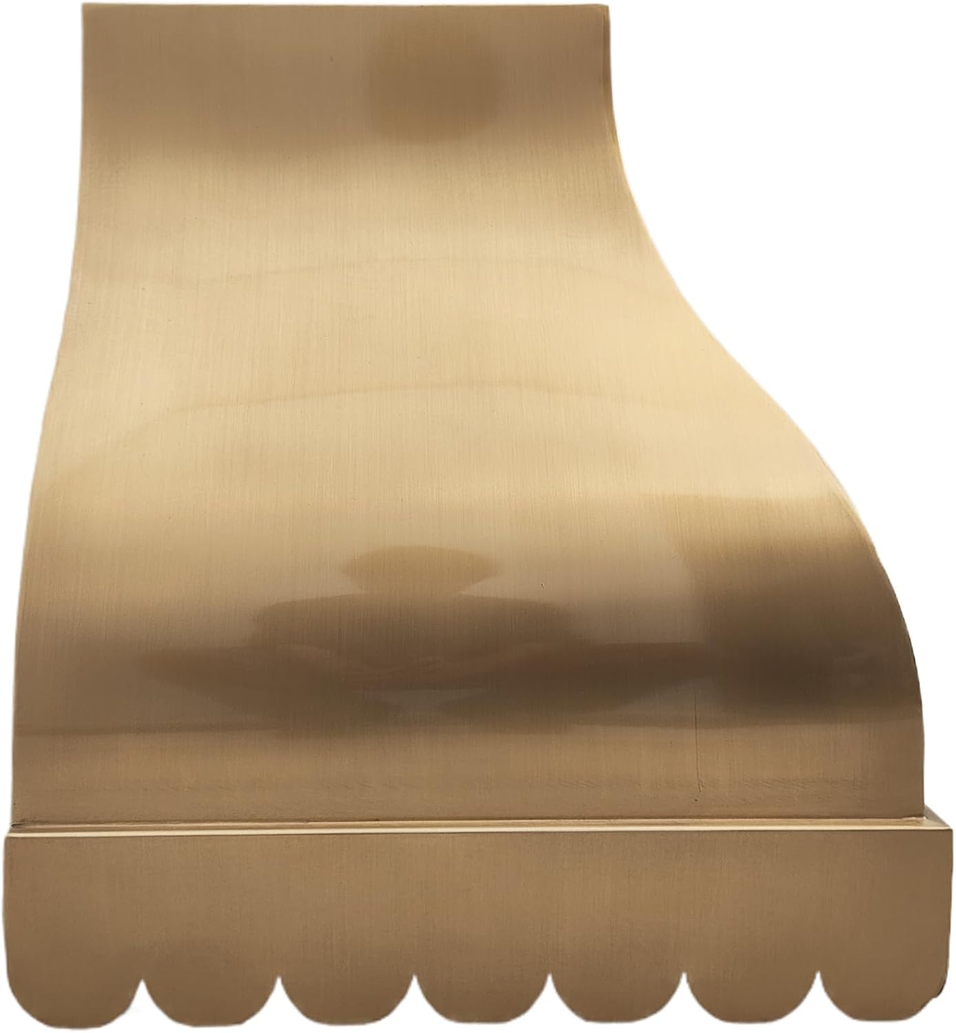 Scalloped Brass Range Hood Wall Mount 30'' W, 27'' H, 21'' D, CT Copper Tailor Custom Handmade Metal Kitchen Vent Hood, with 4-Speed Exhaust Fan & LED Light,BSRH-1-S02