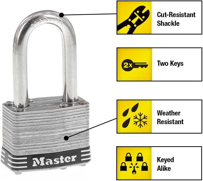 Master Lock 1SSQLF Stainless Steel Outdoor Padlock with Key, 4 Pack Keyed-Alike : Everything Else