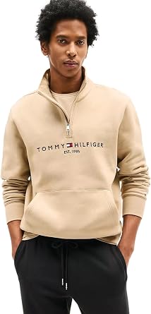 Tommy Hilfiger mens Adaptive Quarter Zip Sweatshirt With Extended Zipper Pull