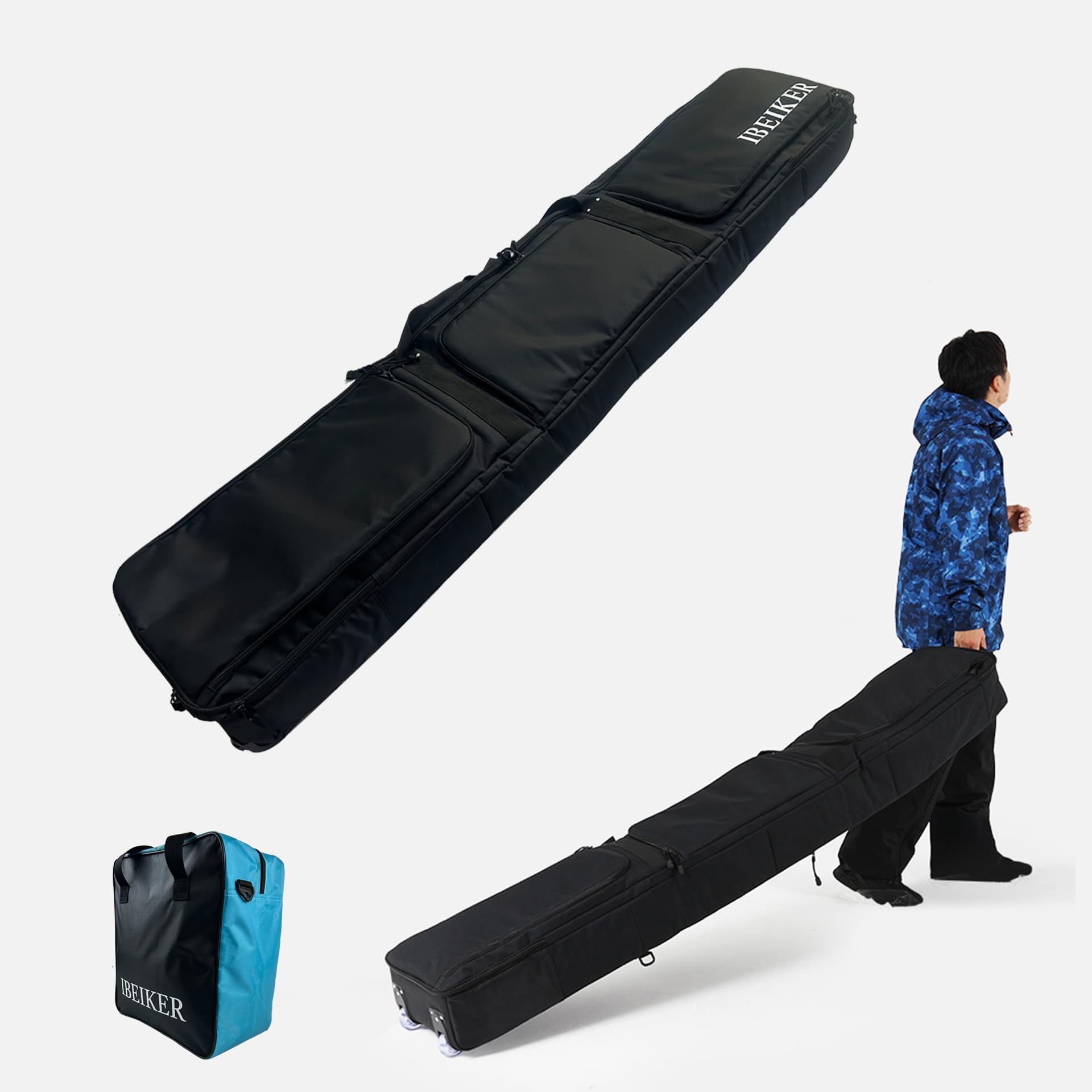 Rolling Ski Bag and Boot Bag Combo, Padded Ski & Snowboard Travel Bag with Wheels, Holds…