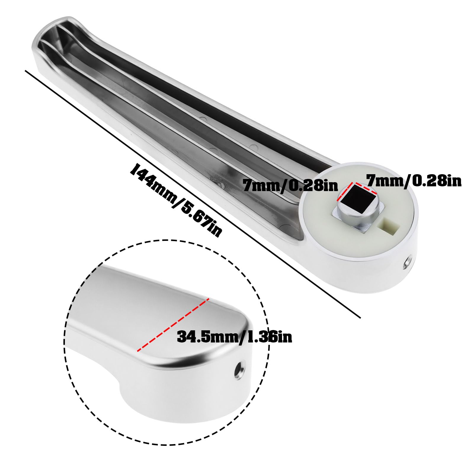 Briny River Bathroom Door Handle 7mm Hole for Caravans Campervans with Fixing Screw Silver - Image 4