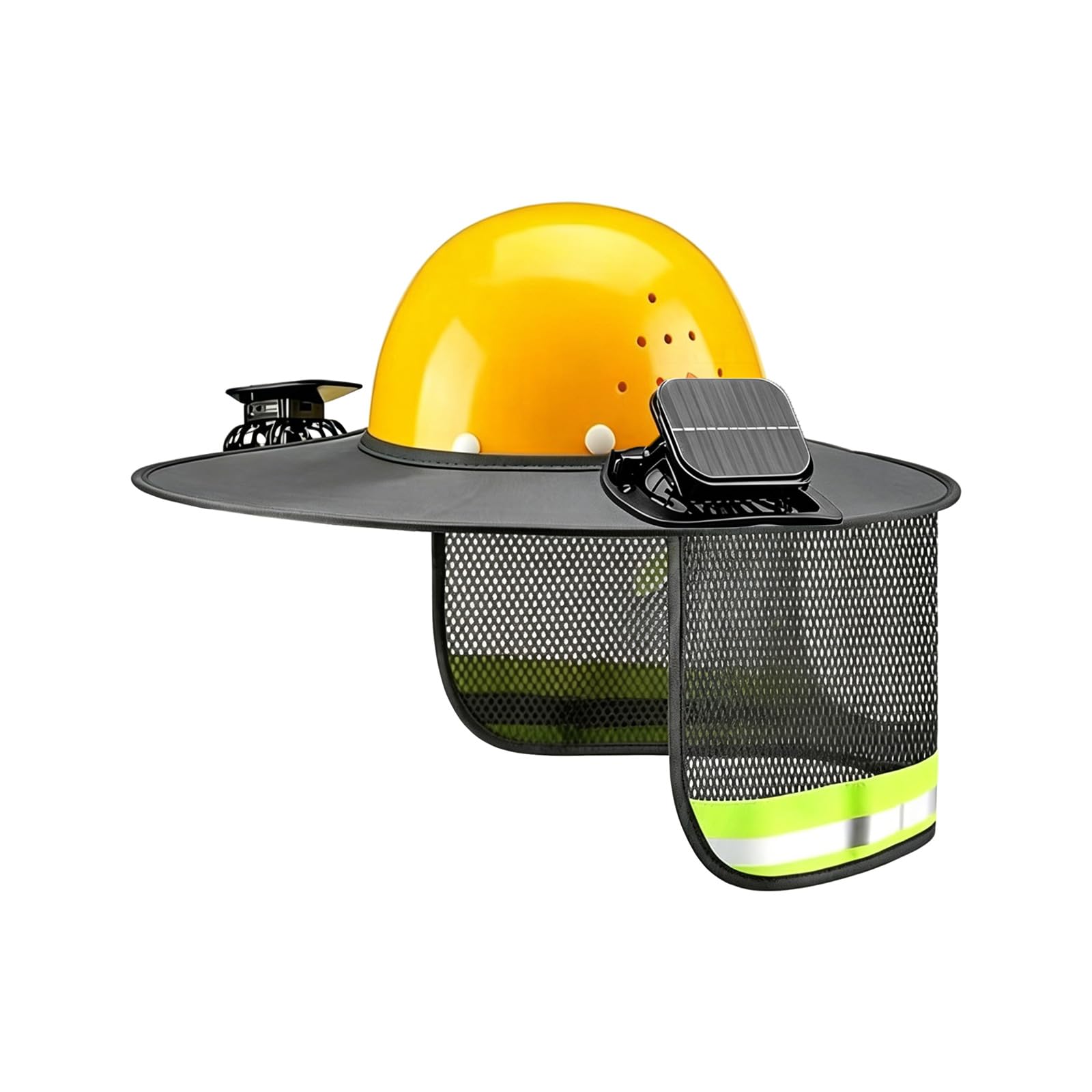 Carotoe Grey Hard Hat Sun Shade Full Brim Equipped With 2 Detachable Solar Fan And Adjustable Neck Cover Hard Hat Sun Visors Detachable Attachment