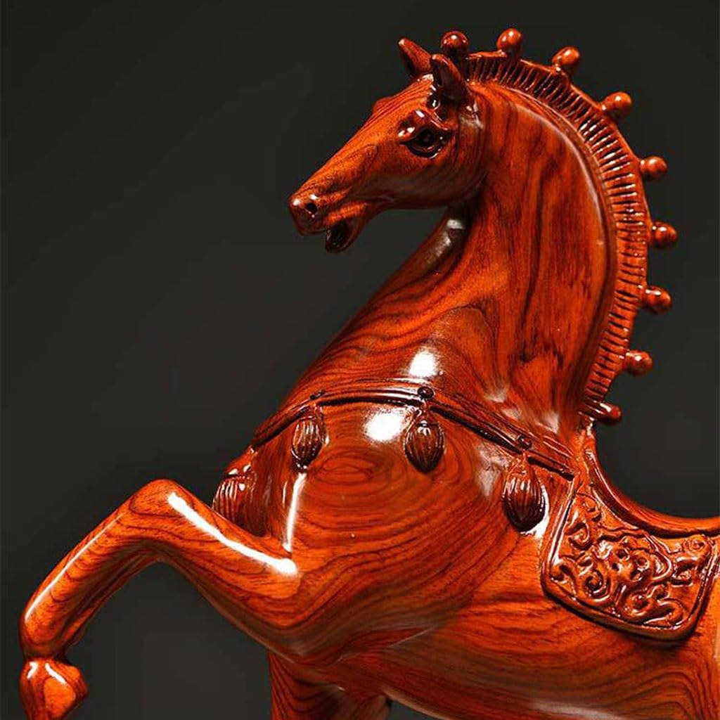 Décoration de bureau en bois massif en forme de cheval sculpté pour la maison, le bureau, les travaux manuels, les décorations de bureau (15 cm)