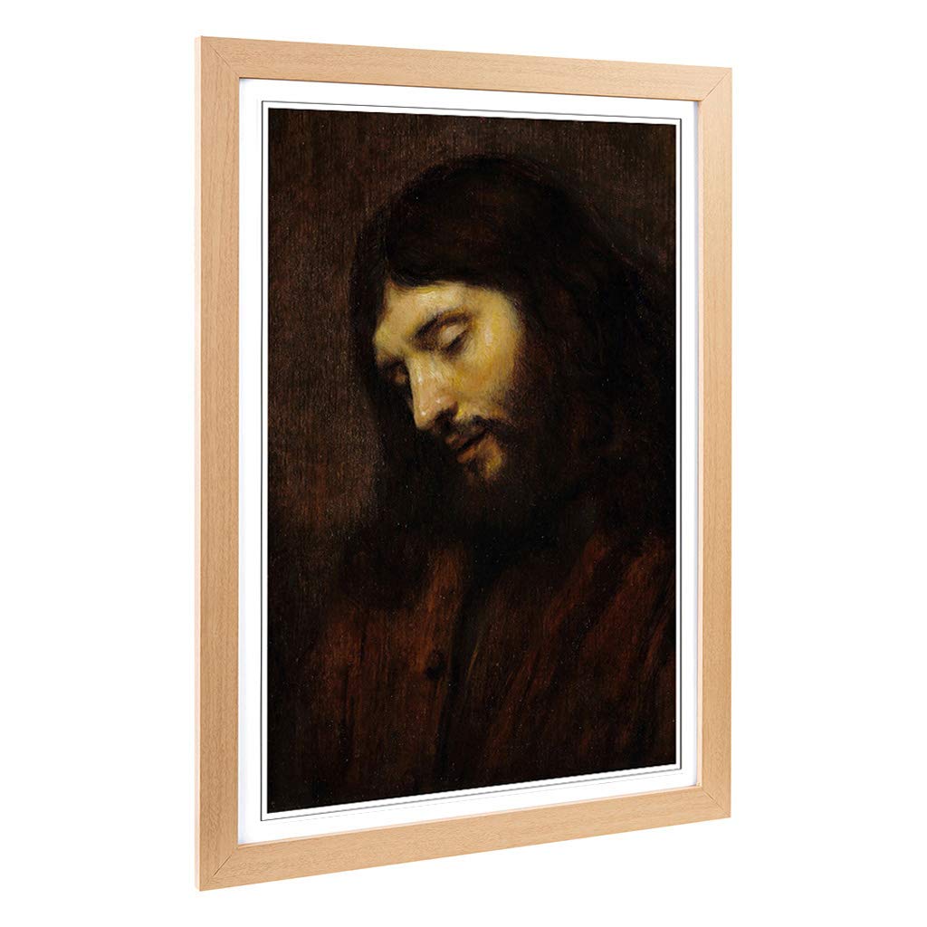 Big Box Art Framed Print of Rembrandt Christ 2 Design | Wall Art Picture | Home Decor for Kitchen, Living, Dining Room, Lounge, Bedroom, Hallway, Office, Oak, A2 / 24.5x18 Inch / 62x45cm