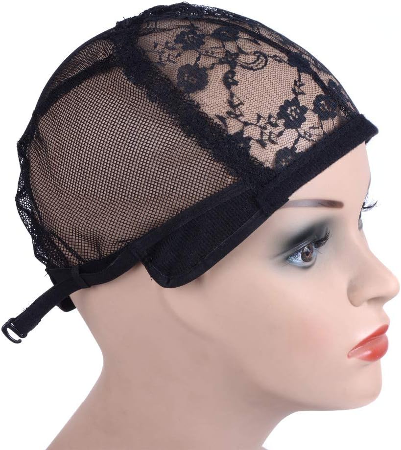 Weaving Net Caps For Making Wigs Medium Size 21.25 inch Adjustable Wig Cap Black Weaving Net Dome Cap (1 Piece M Size)
