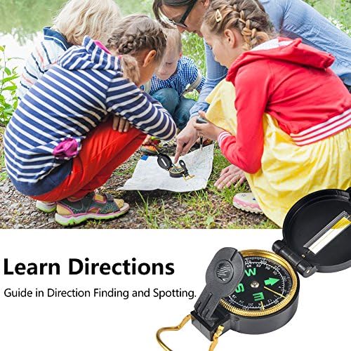 6Pcs Binoculars Set for Kids - Children Binocular, Hand Crank Flashlight, Compass, Magnifying Glass, Whistle, and Drawstring Backpack, Exploration Toy Kit for Camping and Hiking( 3