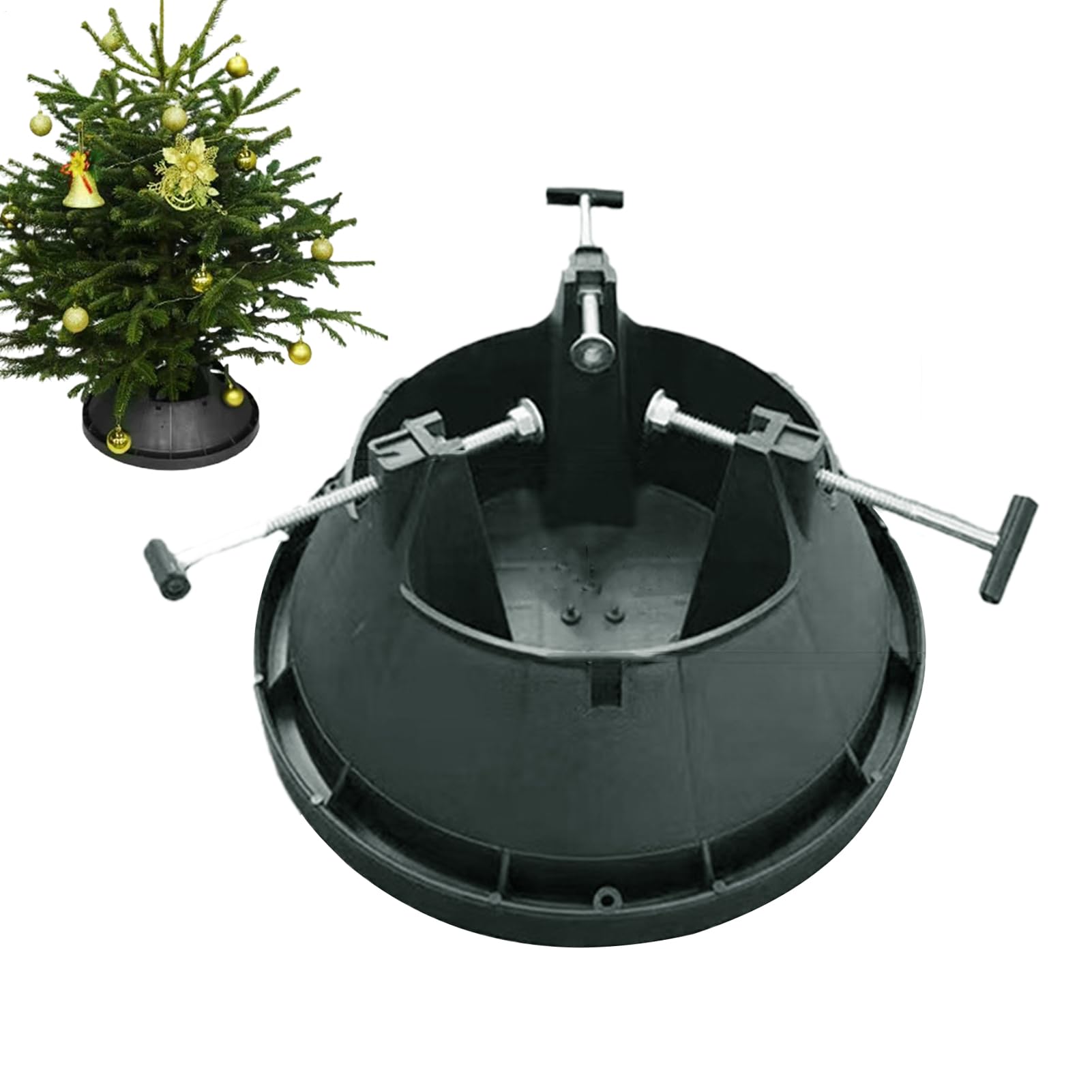 Base inferior para árbol artificial con 3 tornillos ajustables y depósito de agua para terraza