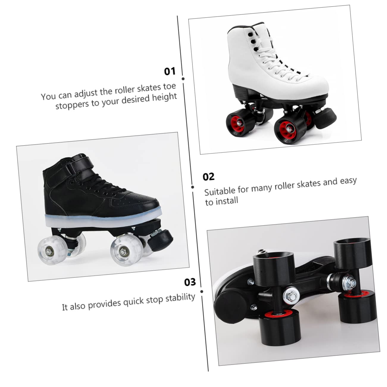 Happyyami 1Pc Roller Skates Braking Block Adjustable Rubber Brake Pad for Easy Installation Lightweight and Durable Skating Accessory Mute Effect for Noise Exercising