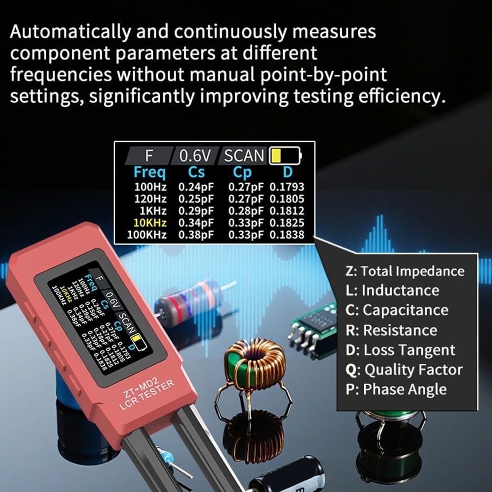 LCR Zangenmessgerät ZT-MD2 für smd Tester für Widerstand Kapazität Induktivität - Digital Multimeter mit Pinzette Elektroniker Werkzeug(high)
