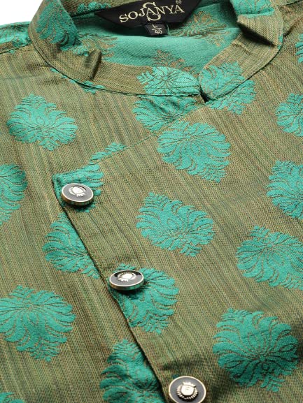 Image of SOJANYA Men's Silk Embroidered Regular Kurta