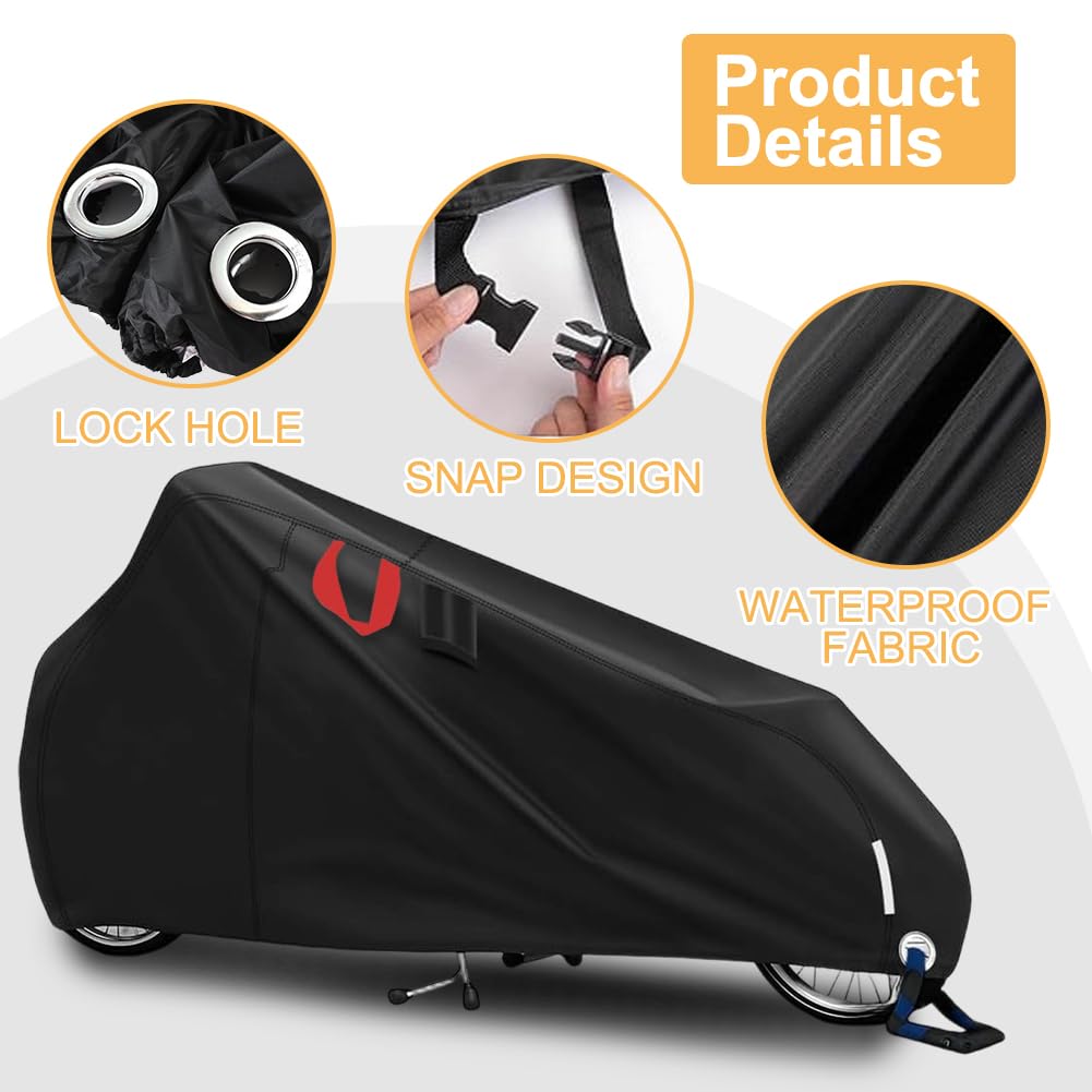 Funda impermeable para bicicleta de carga, protección contra la lluvia para bicicletas de carga, cubierta de triciclo con bandas reflectantes, protección UV, resistente a desgarros, Oxford 420D, para