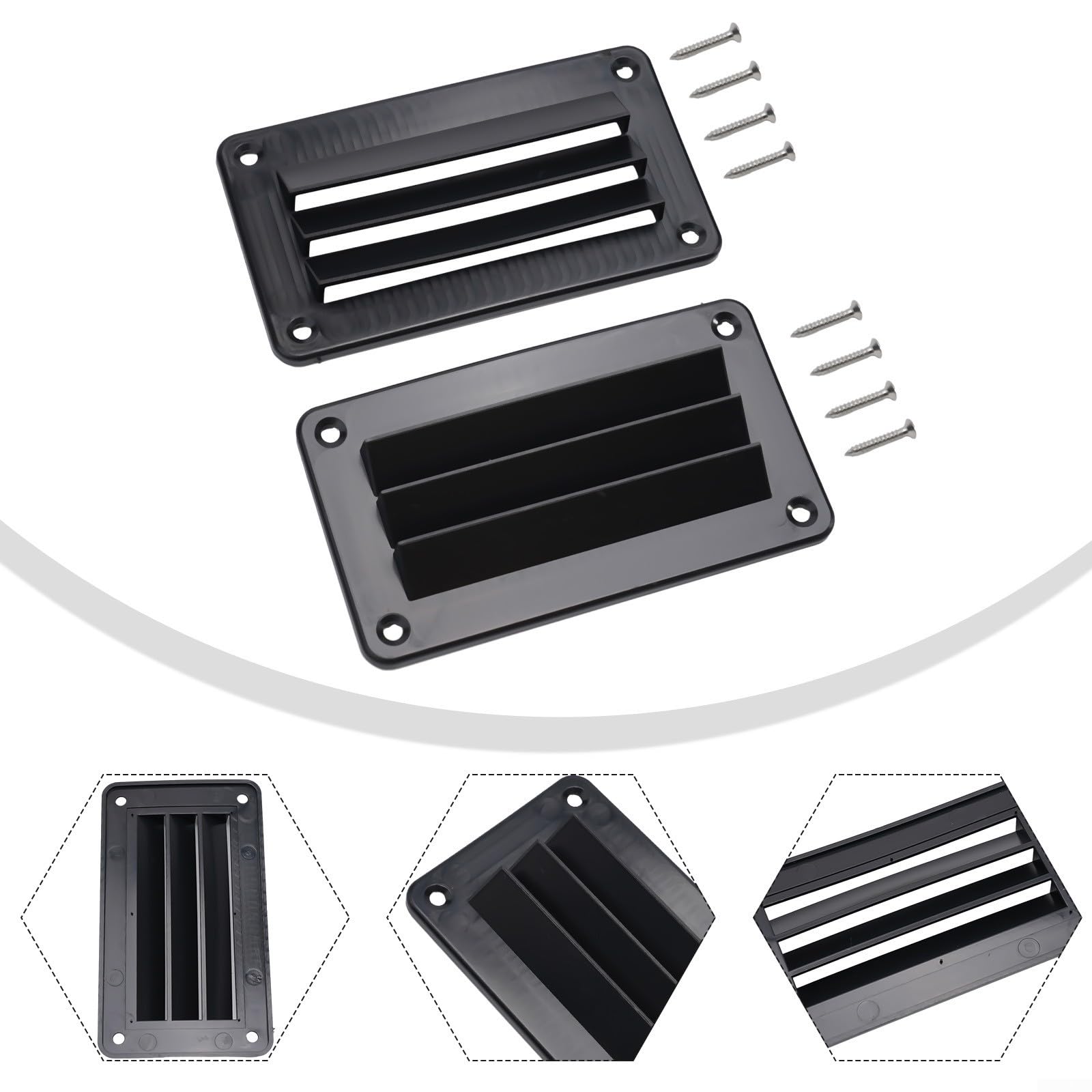 Lot De 2 Grilles Aération Camping-Car - Blanc | ABS Léger | 14x7.9cm | Pour Véhicules Et Bateaux