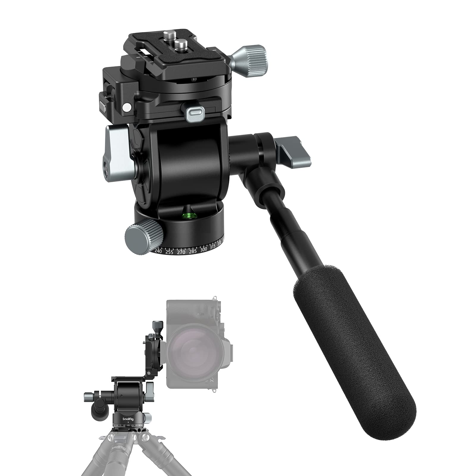 Amazon | SmallRig ビデオ雲台 伸縮式ハンドルと切り替え可能 QR 