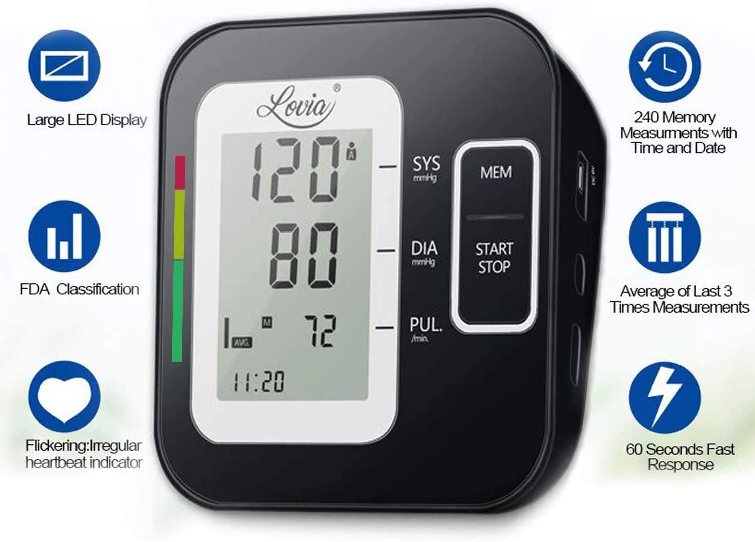 Lovia Blood Pressure MonitorAutomatic Upper Arm Blood Pressure Machine