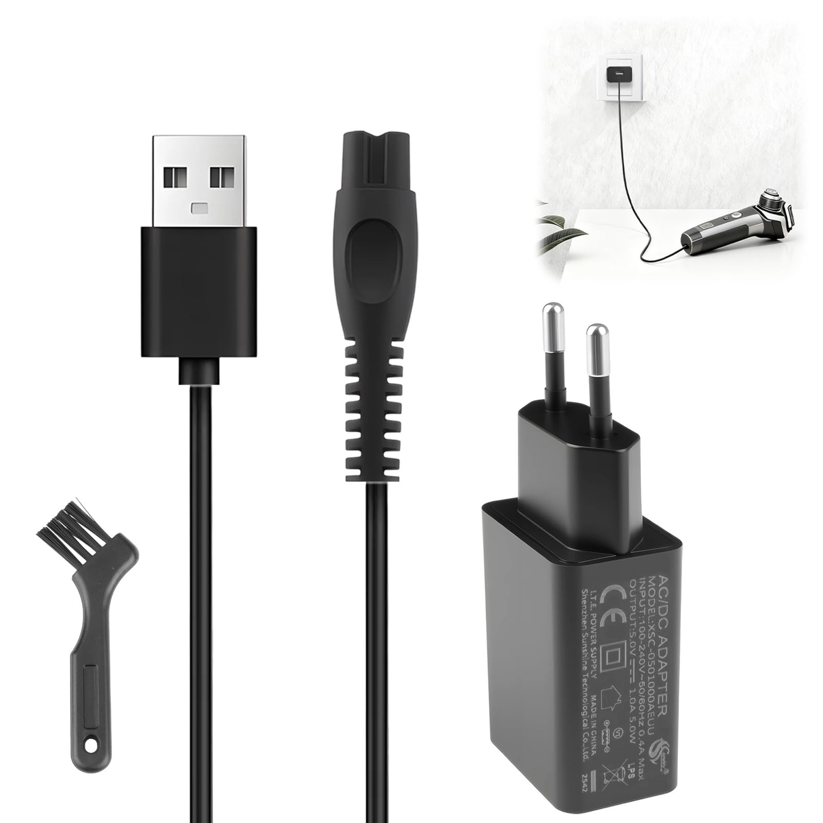 5V Cargador Compatible con Philips OneBlade,para 360 QP2734 QP2724 QP2834 QP2824 QP4631 MG7910 MG9510 MG9520 MG5950, Fuente de Alimentación con Cable USB de 1M para Afeitadora