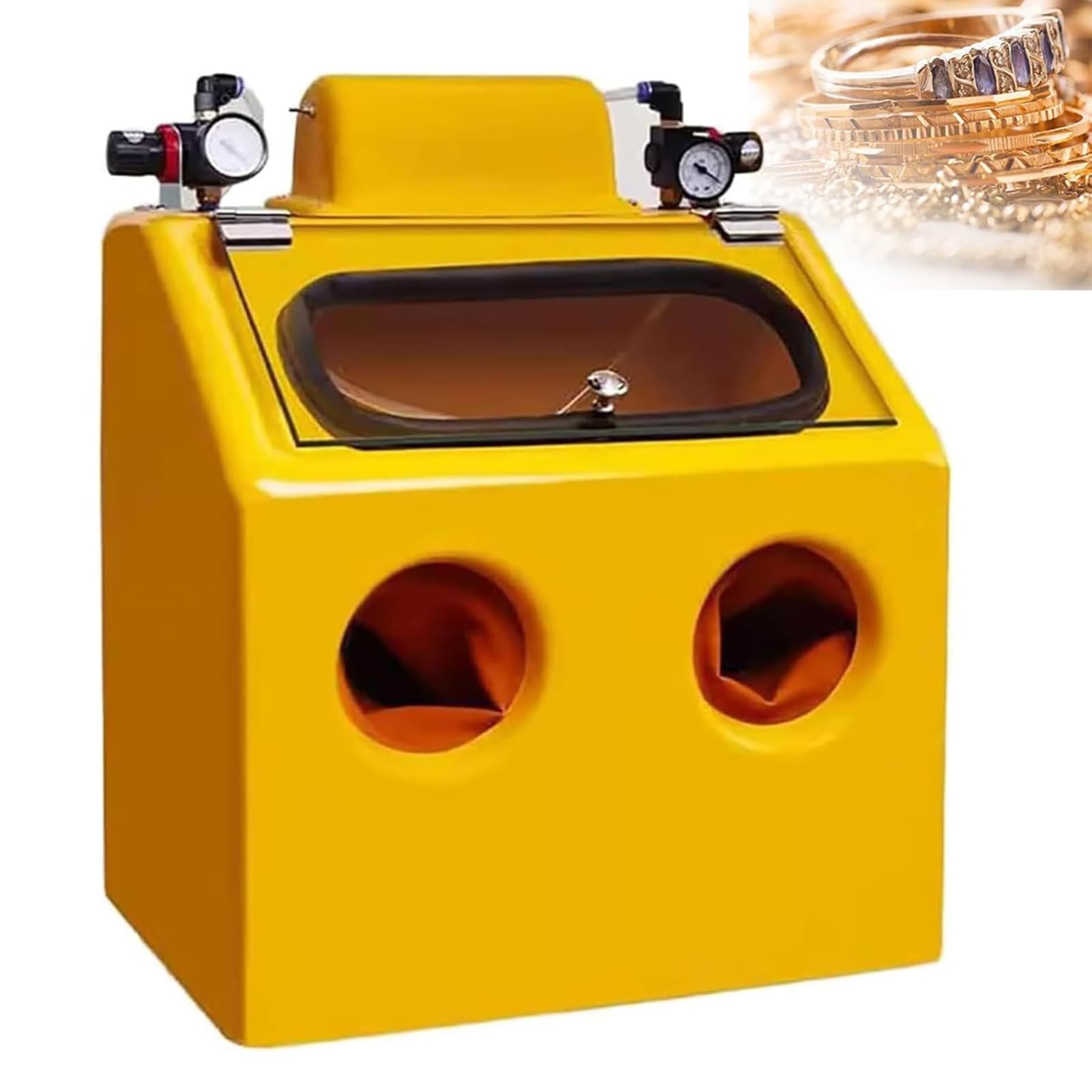 Kit de Cabina para máquina de Chorro de Arena, colector de Polvo de sobremesa con regulador de Aire, Cristal Protector Duradero para joyería y Piezas de Trabajo.
