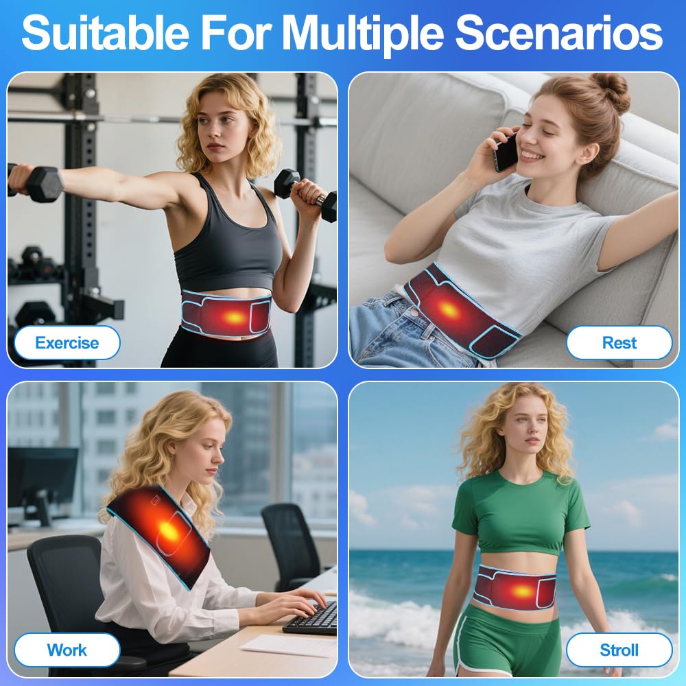 Ceinture amincissante professionnelle avec adaptateur, ceinture de thérapie par la lumière rouge pour perte de poids, lumière rouge 660 nm et 850 nm lumière proche infrarouge ceinture enveloppante
