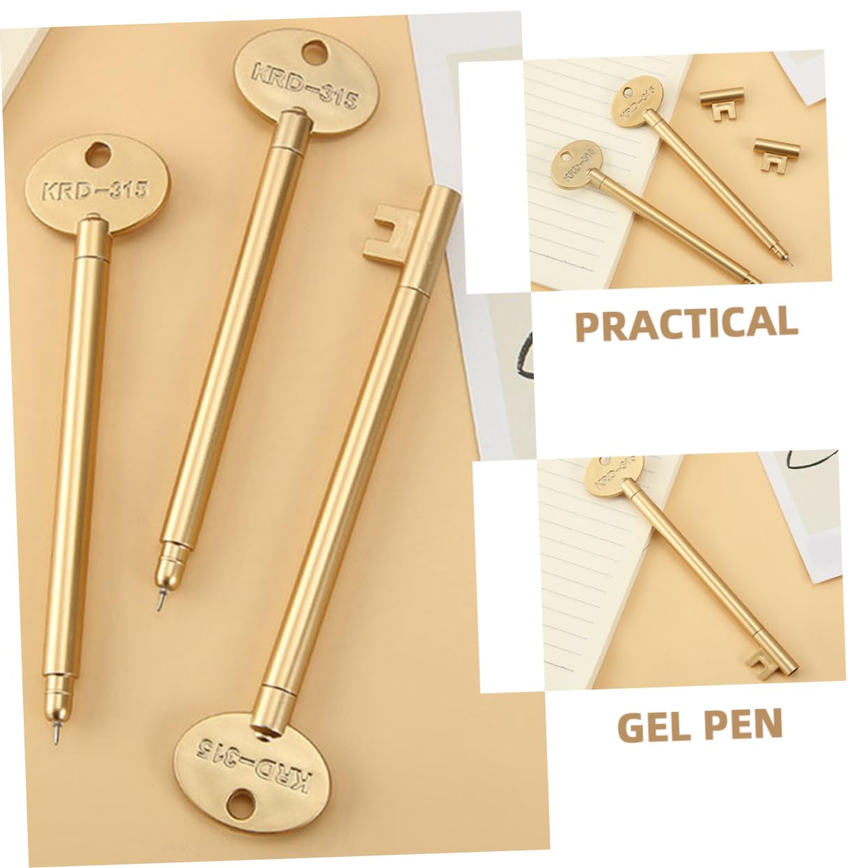 Artibetter 5 Series Bolígrafos Con Forma De Llave Bolígrafos Estacionarios Azul Trabajar Lindos A Granel Herramienta De Escritura Abdominales Golden 12 Piezas X 5
