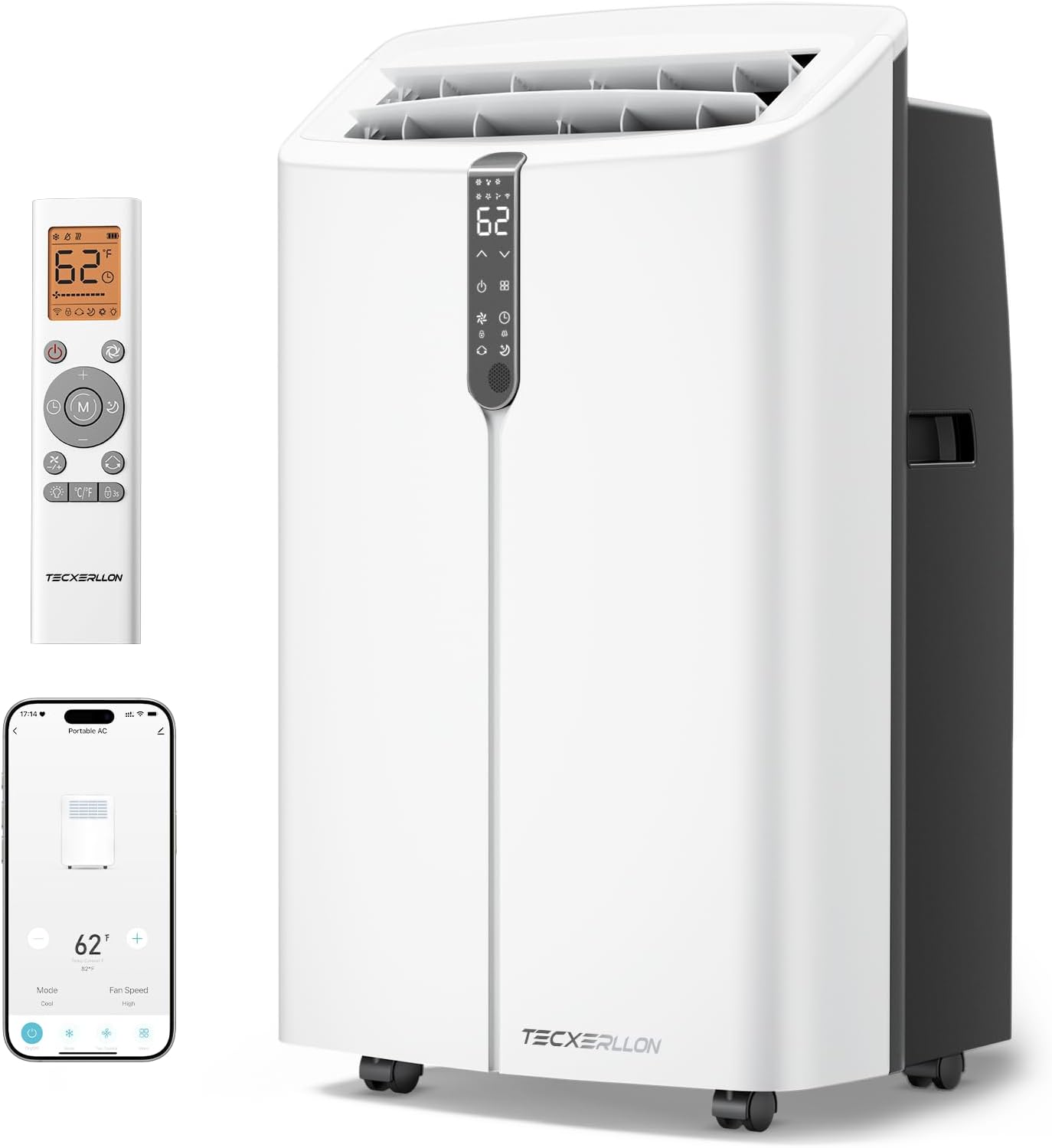 TECXERLLON 16,000 BTU Portable Air Conditioner with App Control, 4-in-1 Smart Portable AC Unit with Cooling, Dehumidifier, Fan & Sleep Mode, 24H Timer, Self-Evaporating for Home & Office