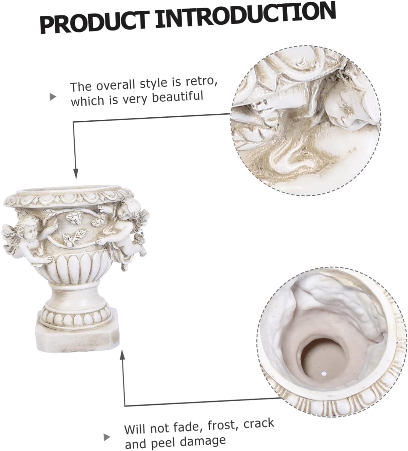 Yardwe 1pc Outdoor Angel Flower Pot European-Style Resin Plant Pot Decor for Garden Unique Decorative Craft and Reusable for Gardening Enthusiasts Beige Color