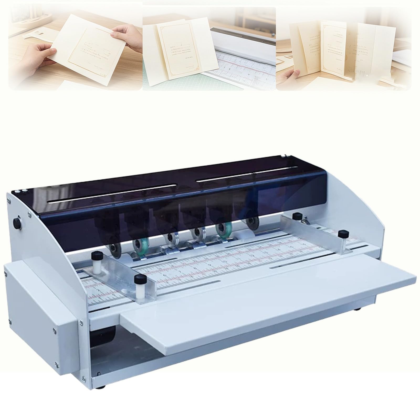 BITYCOW Electric Creasing Machine, 3-in-1 Perforating Cutting Tool, 470mm Width, 500gsm Indentation Thickness for Greeting Cards & Ticket Production