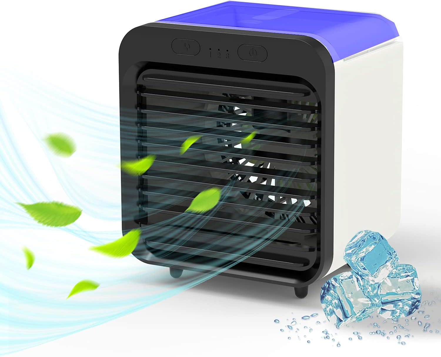 Portable Air Conditioner Fan, Fast Cooling Personal Air Cooler, 3-Speed Evaporative Cooler with Spray Humidification, USB Rechargeable Cooling Fan for Small Room/Office/Camping