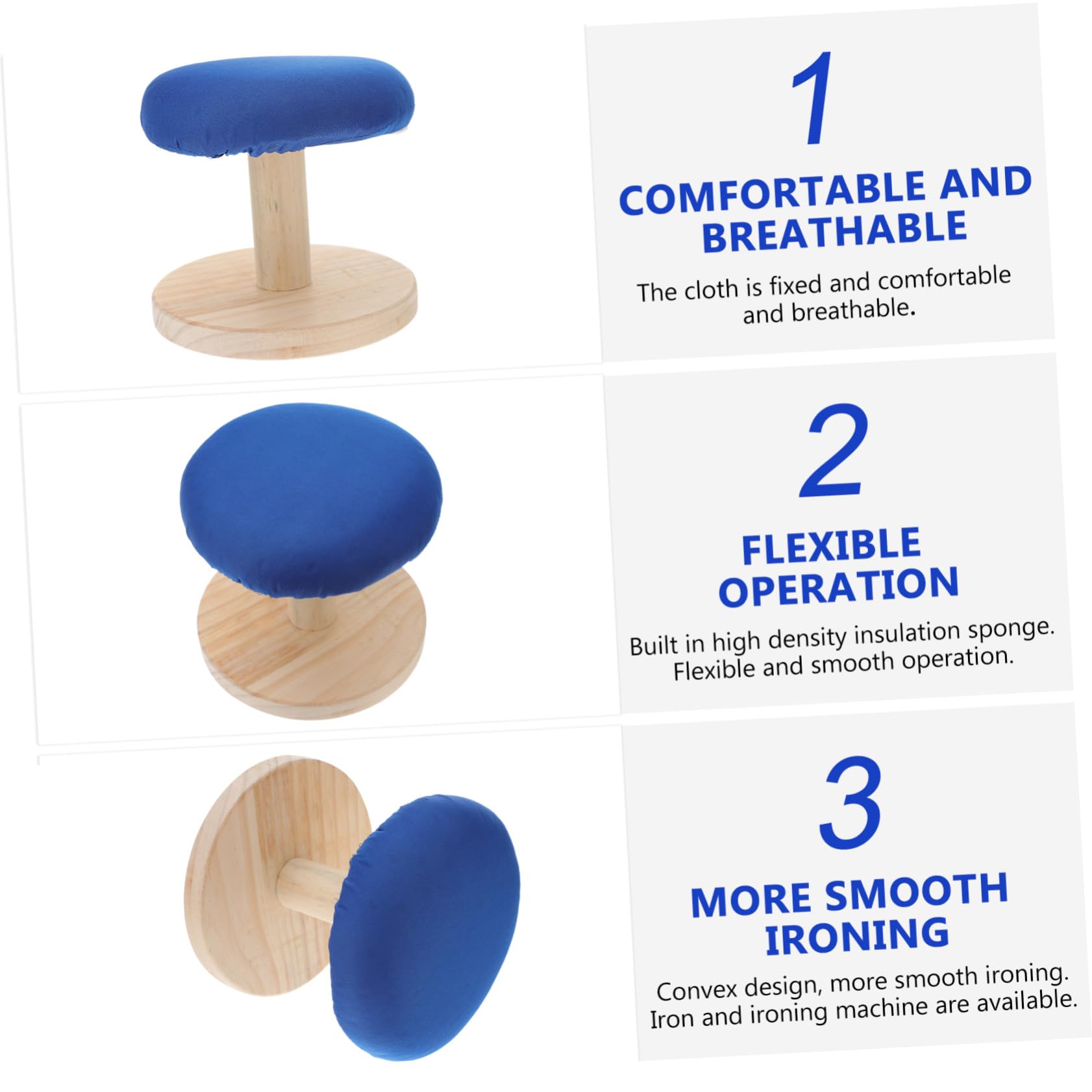 Taburete para Planchar Madera Gruesa Base Estable Soporte Práctico para Ropa con Curva para Cuellos y Mangas Diseño Compacto Hogar