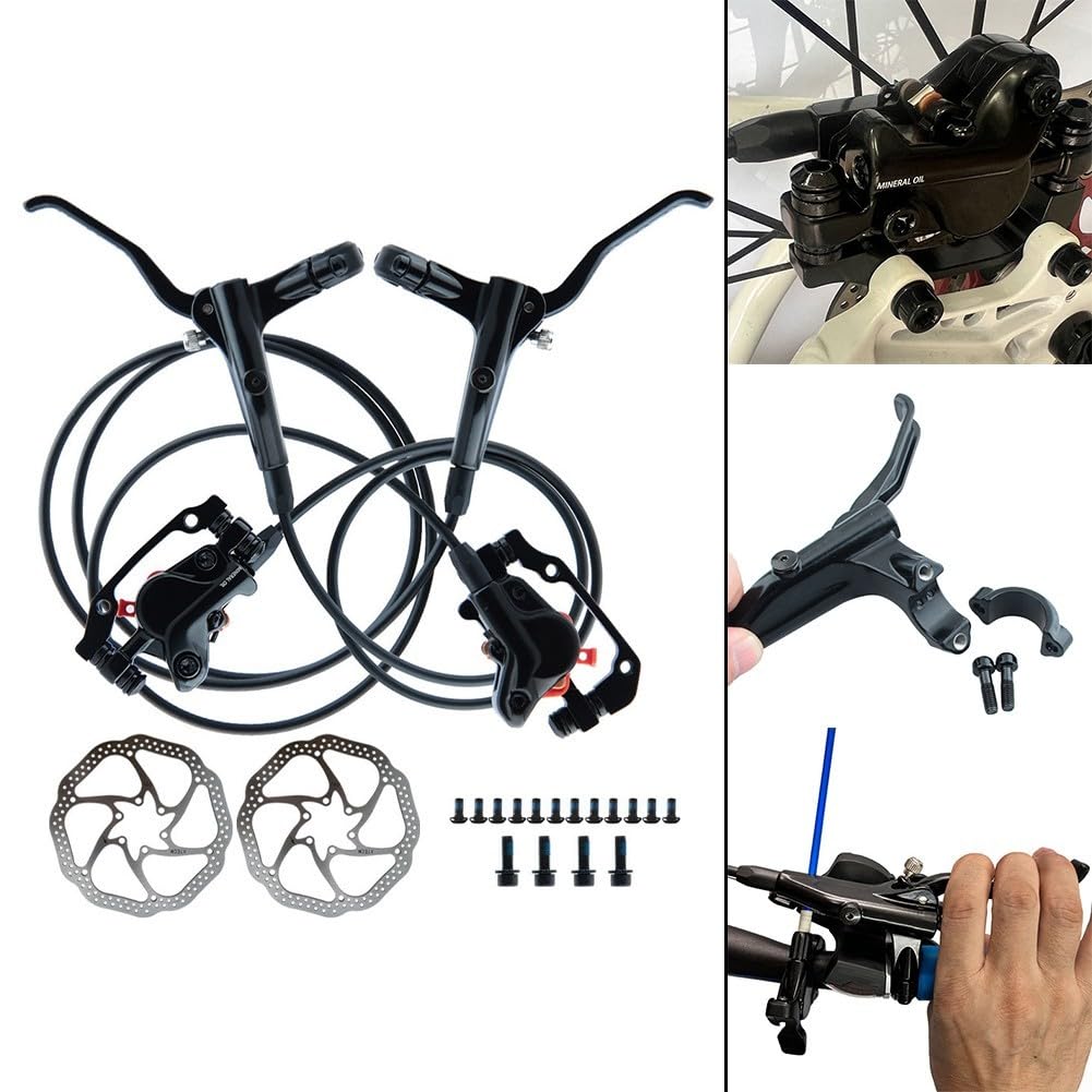 Wydajne hydrauliczne hamulce tarczowe rowerowe z podwójnym mechanizmem tłokowym wstępnie wypełnione dla wygody (lewy przód prawy tył z 2 szt.)