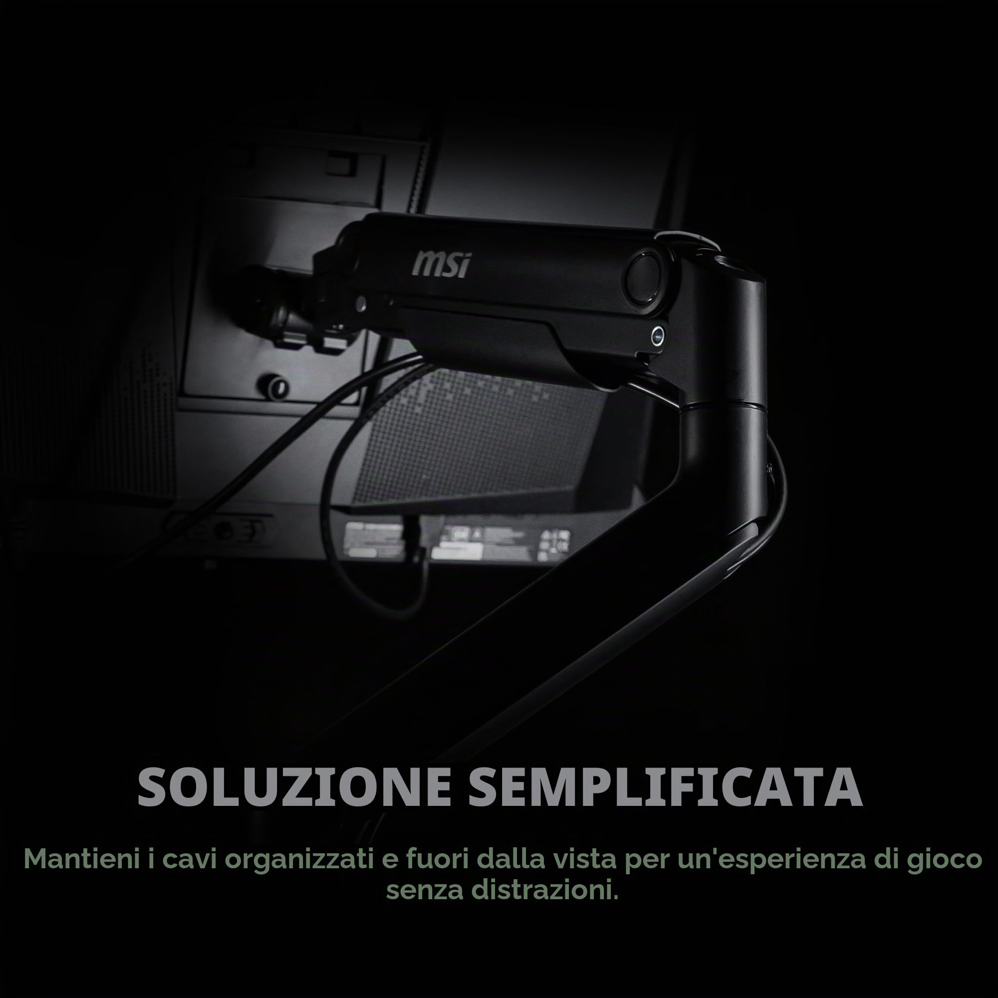 MSI MAG MT201 - Braccio di supporto per monitor singolo, resistente e di alta qualità, supporta schermi da 17 a 49 pollici e 20 kg, compatibile con VESA, supporto regolabile con molla a gas, morsetto