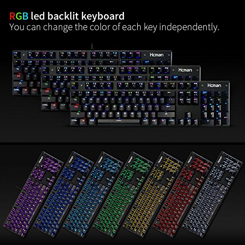 Hcman - Tastiera meccanica RGB a LED per consolle